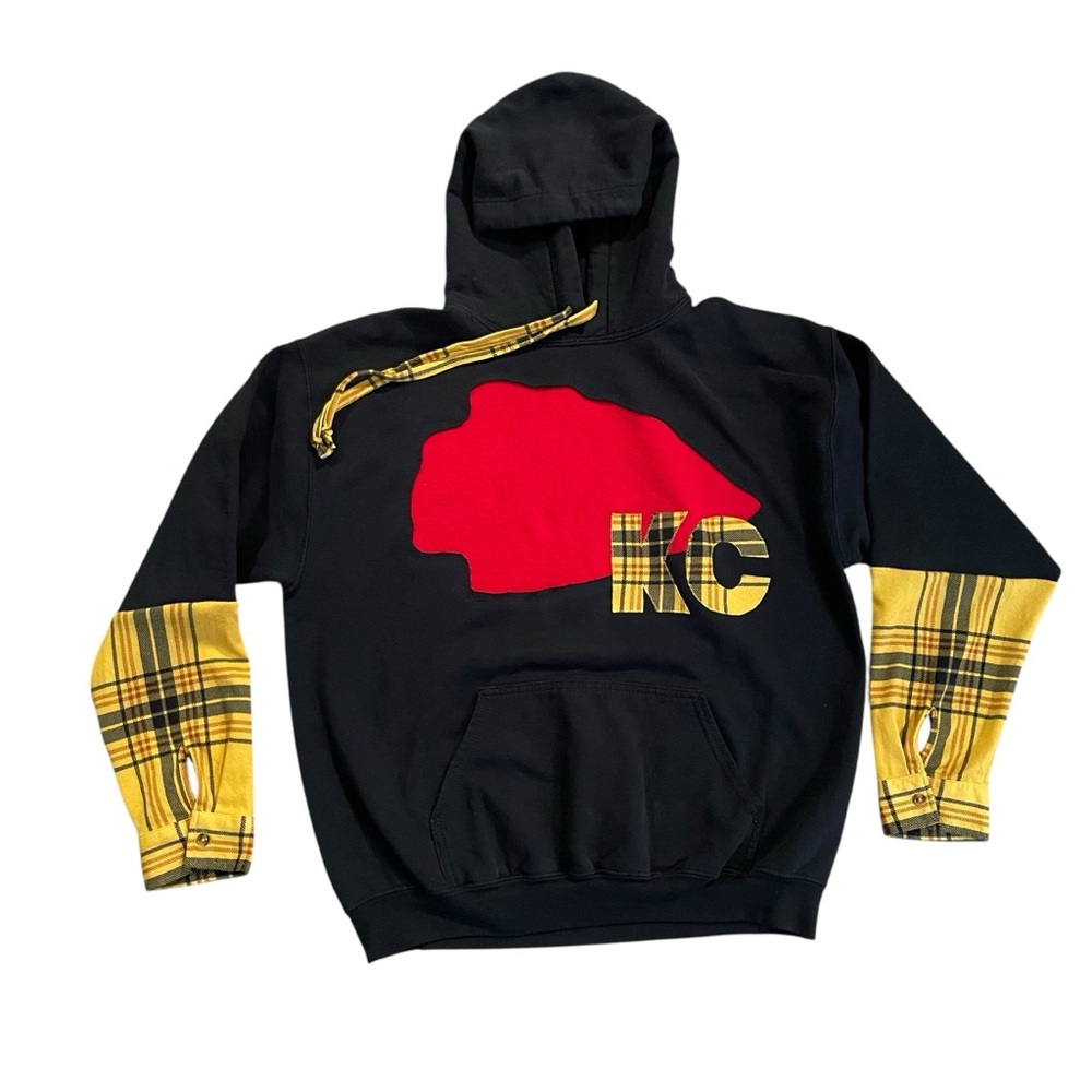 Chiefs Unique Red Arrowhead Sweatshirt with yellow flannel L